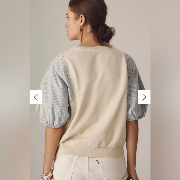 653.  Anthropologie Pilcro Woven Puff-Sleeve Top - Picture 3 of 9